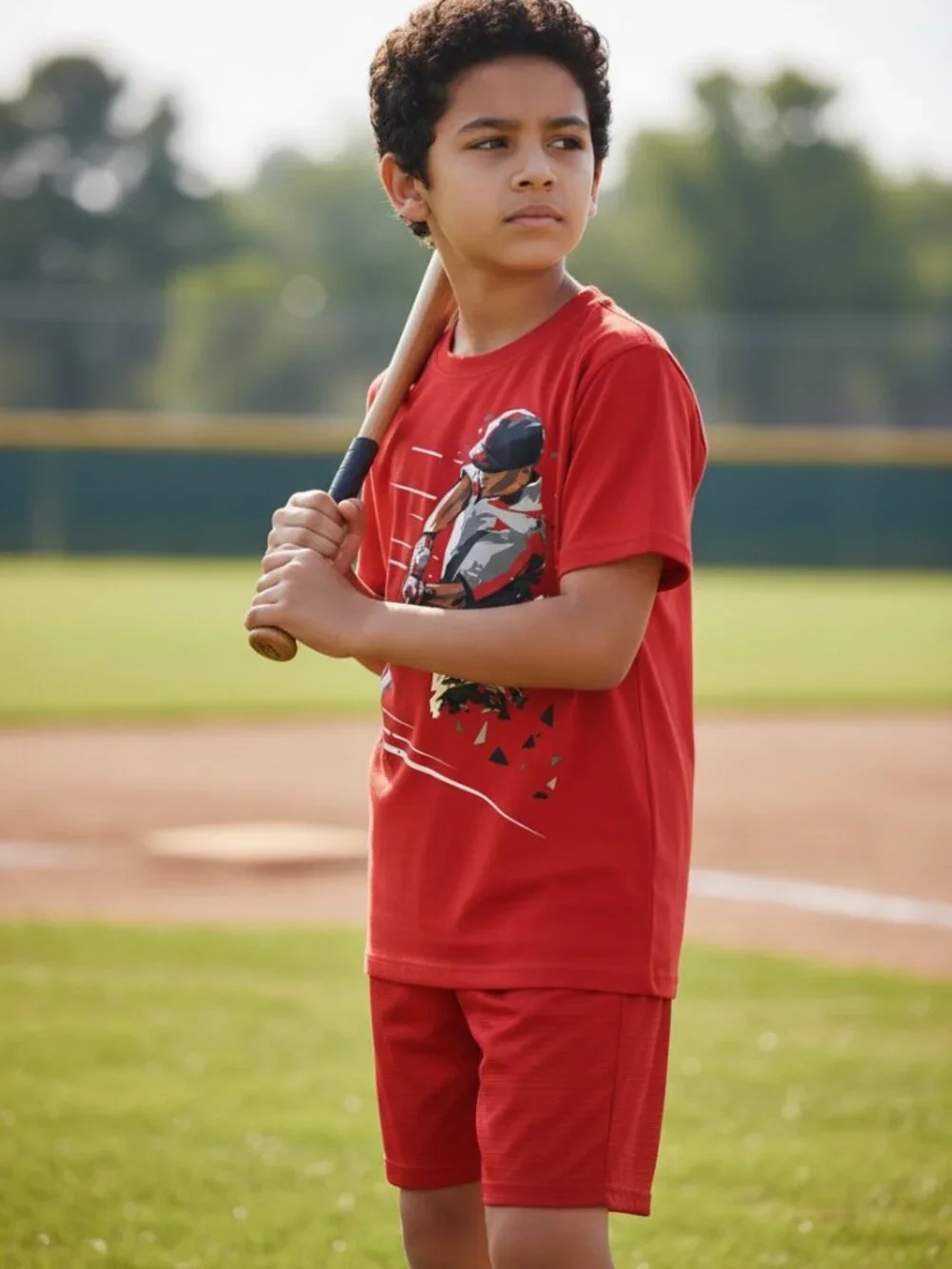 Childrens Place Boys Baseball Outfit Set Red Graphic Shirt BCG Shorts Sizes M/L - Picture 2 of 10